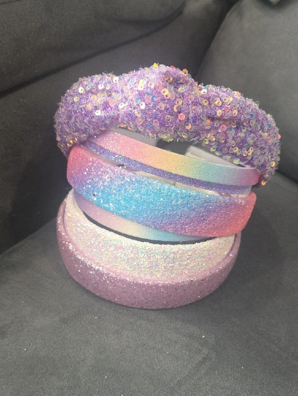 7 Pack Purple Glitter Knotted Headbands